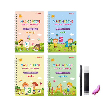 WonderWrite – Handwriting & Learning Magic Books – X 1 Set / 4 Books + 1 Pen + 5 Refills + 1 Grip