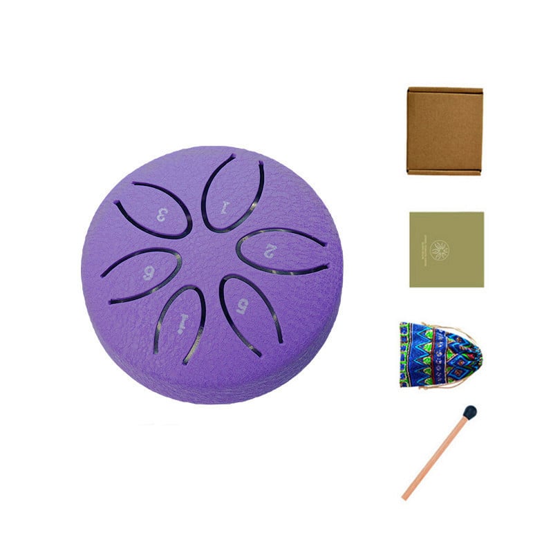 NatureBeat – Outdoor Steel Rain Drum with Finger Picks – Purple (3'')