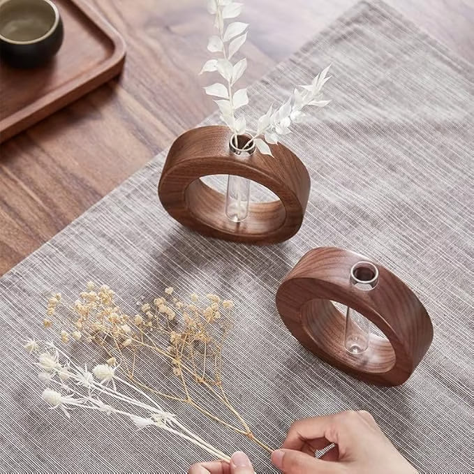 NatureNest – Solid Wood Glass Flower Vase – image 8