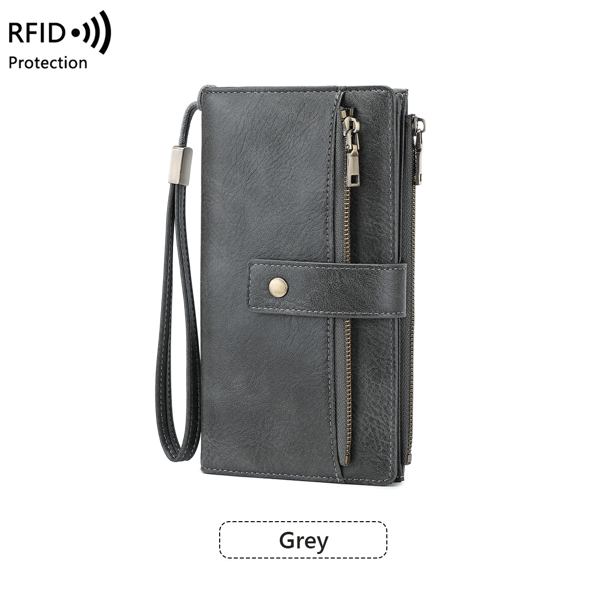LunaVault – RFID Blocking Elegant Long Wallet – Grey