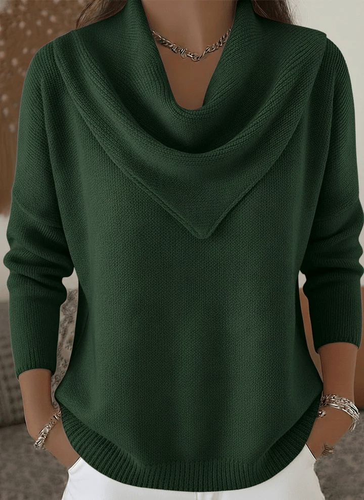AuraKnit – Triangle Neck Pullover – Green / XS（US 2)