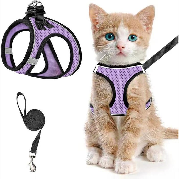 PawFit – Adjustable Pet Harness & Leash Set – Light Purple / S
