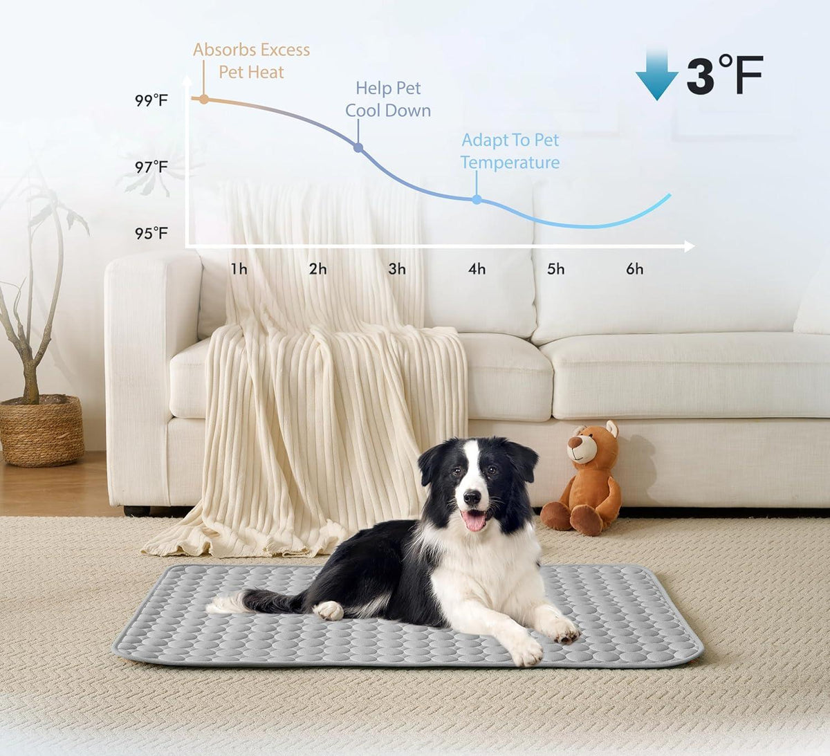 PawBreeze – Instant Cooling Pet Mat – Gray / XS: 40×30 cm | 16×12"