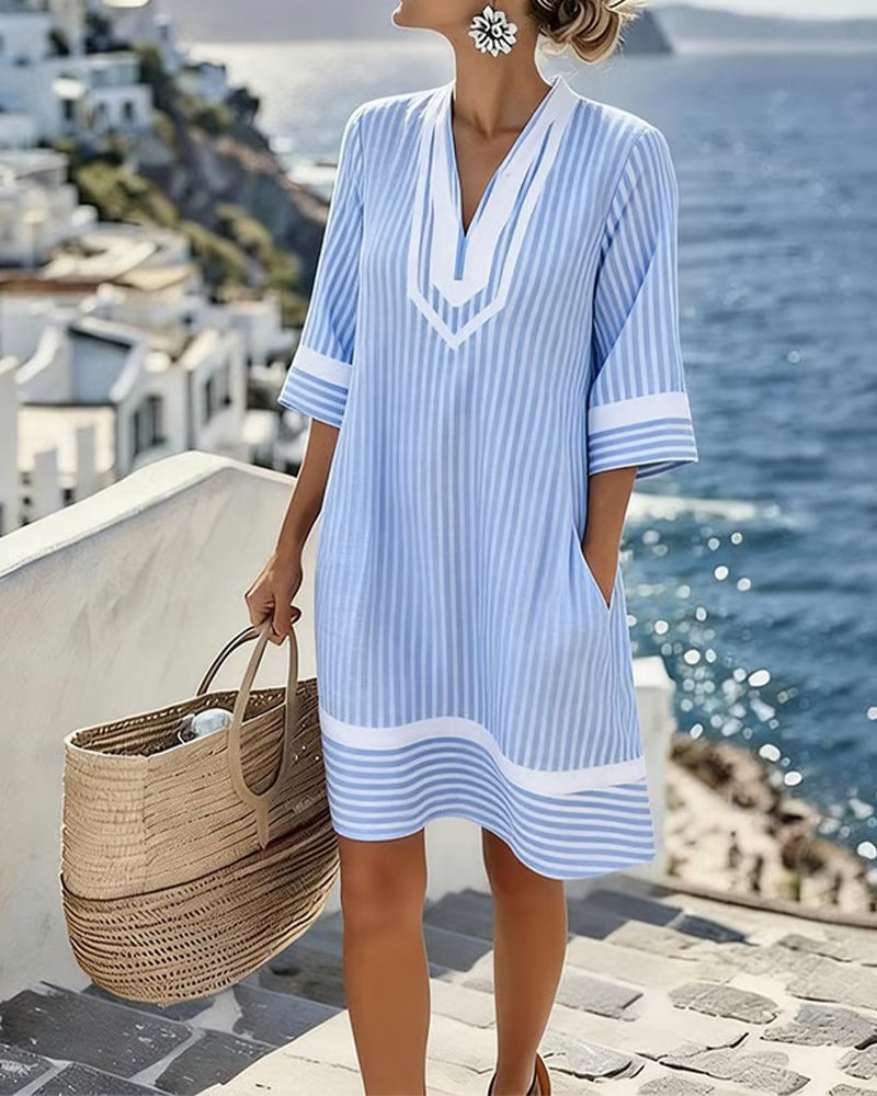 UrbanStripe - Pocket Dress For Everyday Summer Shift – Blue / US4(S)