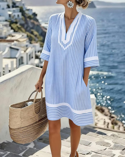 UrbanStripe - Pocket Dress For Everyday Summer Shift – Blue / US4(S)