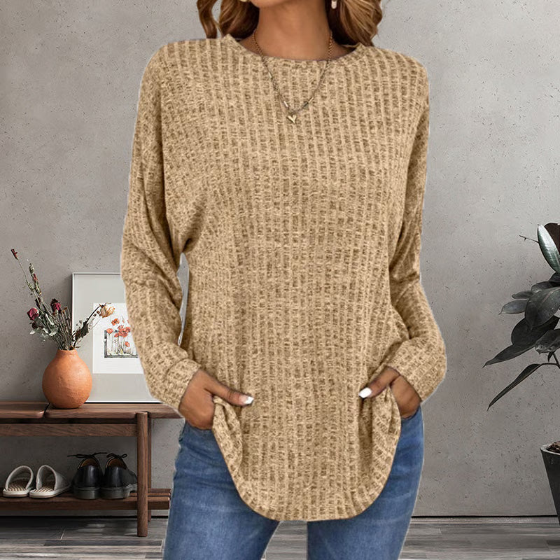 CozyEase – Casual Comfort Knit Sweater – Khaki / S