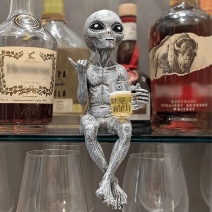 AlienMeme – Funny 2026 Alien Artwork – Beer(Gray)