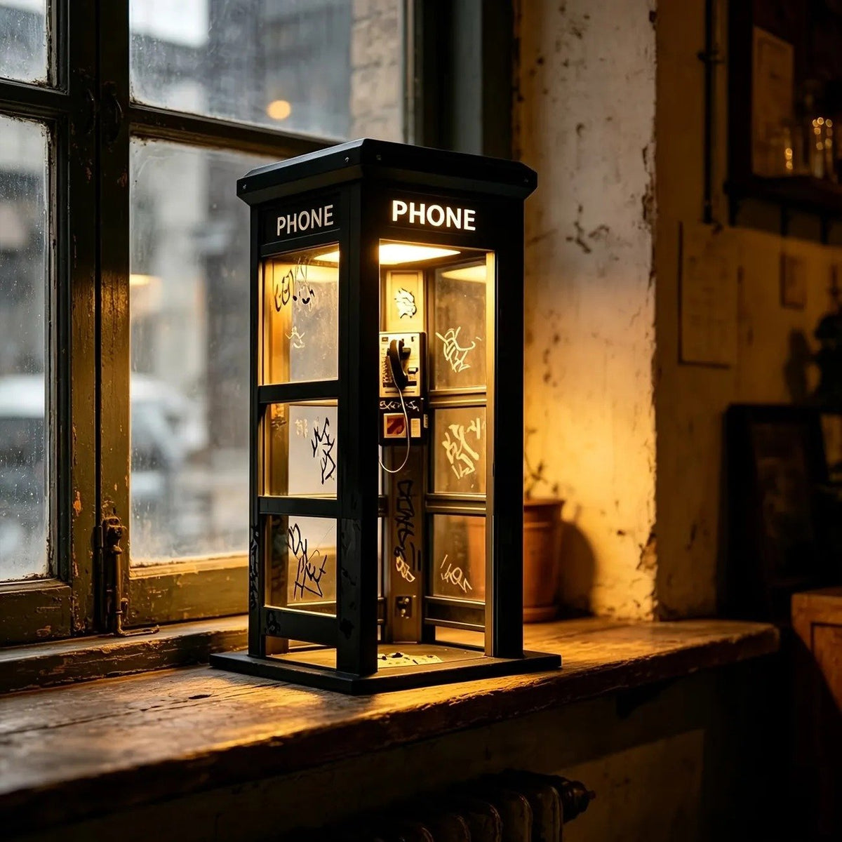 NoirBooth Glow - Vintage Phone Booth Ambient Lamp – image 11