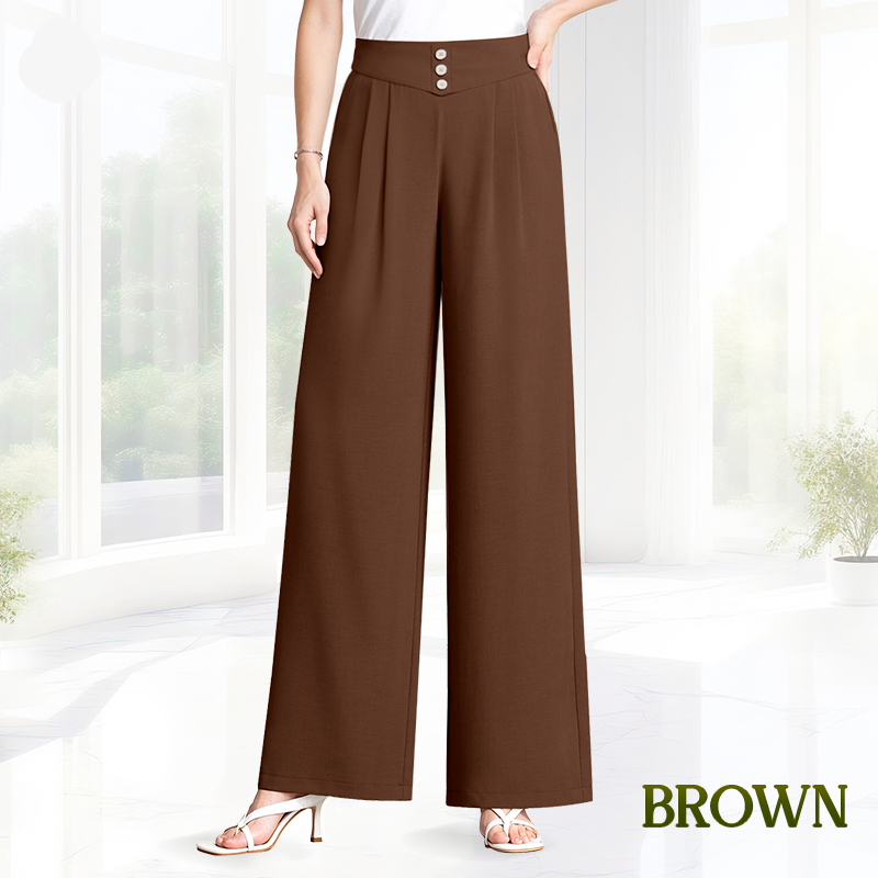 SoftStride – Elegant Wide-Leg Pants – Brown / XS (0-2) / Extra Petite