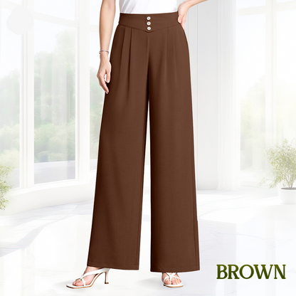 SoftStride – Elegant Wide-Leg Pants – Brown / XS (0-2) / Extra Petite