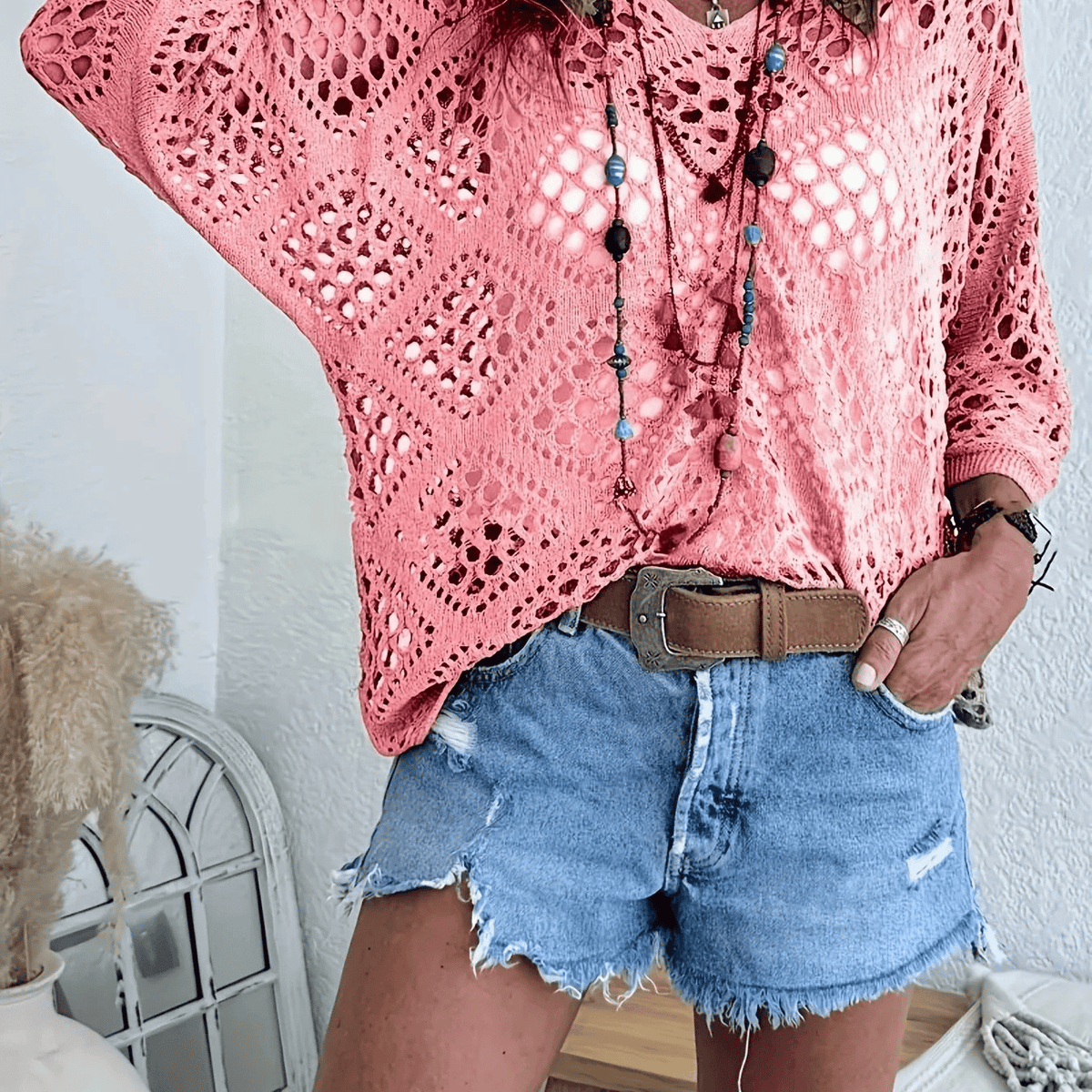 LunaCrochet – Summer Bohemian Top – Pink / S