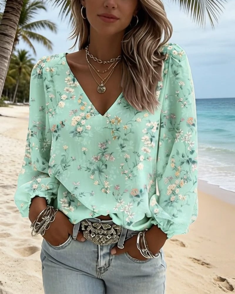 LunaPuff Chic – V-Neck Casual Blouse – image 6
