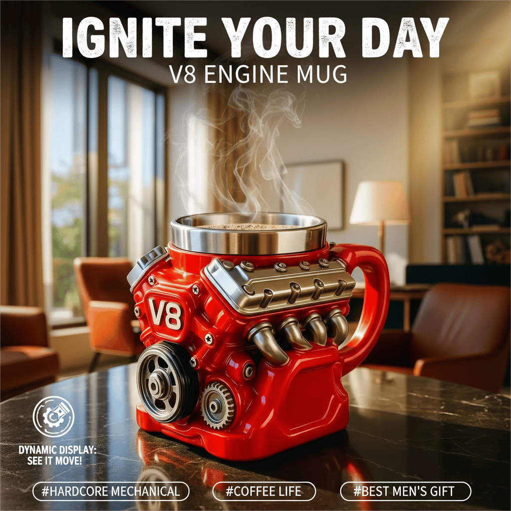 Ultimate V8 Engine Stainless Steel 3D Mug & A Gearhead's Dream – image 3