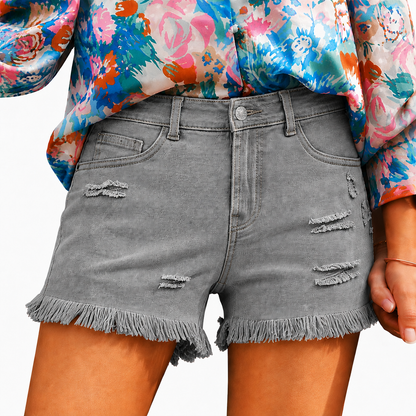 UrbanEase – Women’s Casual Denim Shorts – Gray / XS