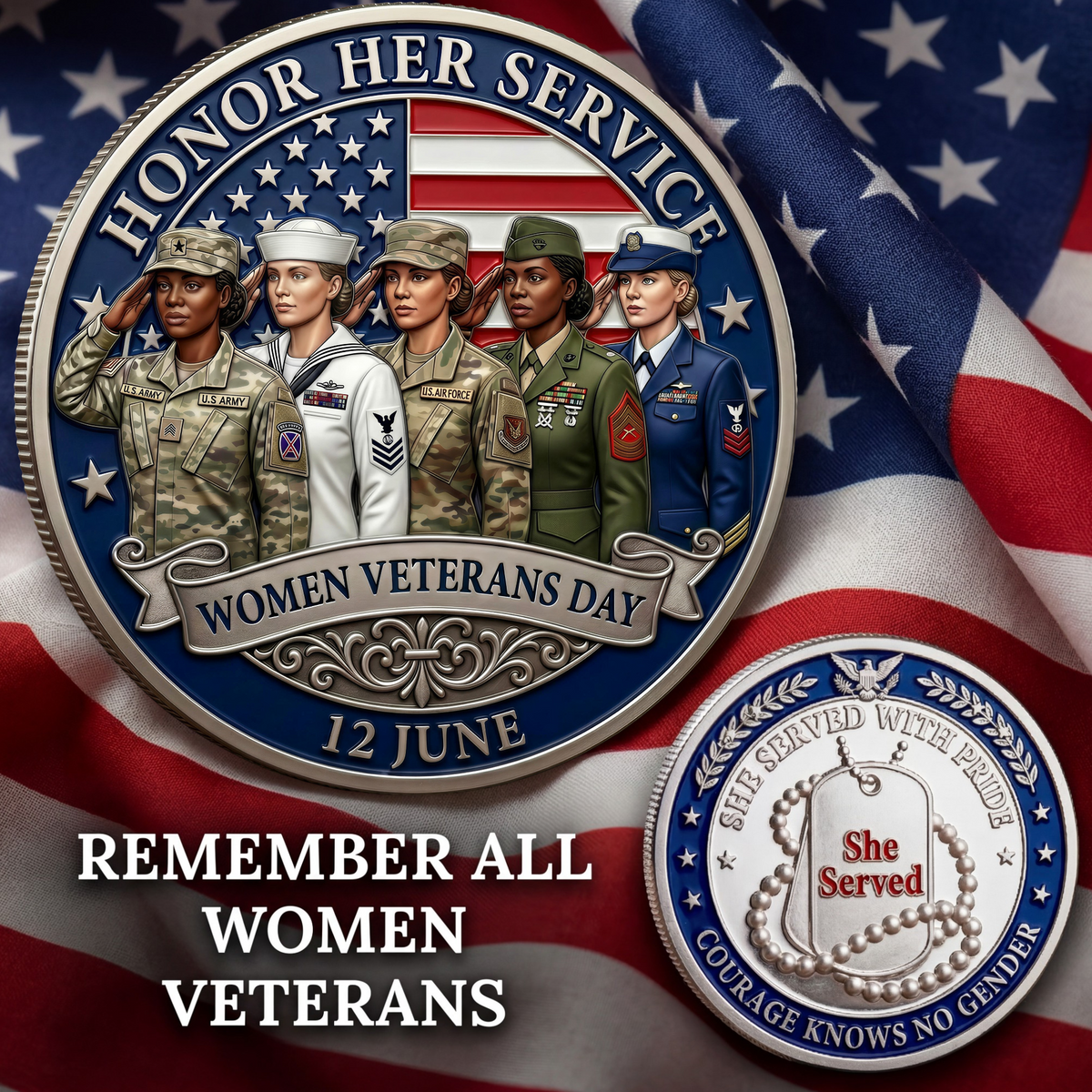 ValorRose – Female Veteran Tribute Challenge Coin – image 3