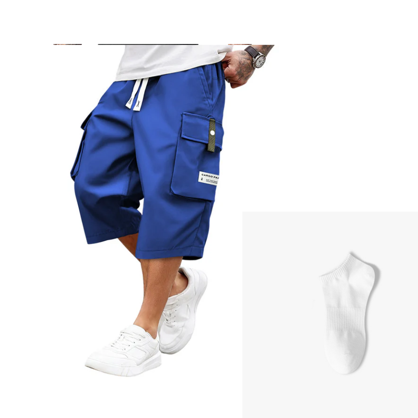 TrailBlaze – Durable Men’s Casual Cargo Pants – Blue / XXS / Pants+Sock (1 pair)
