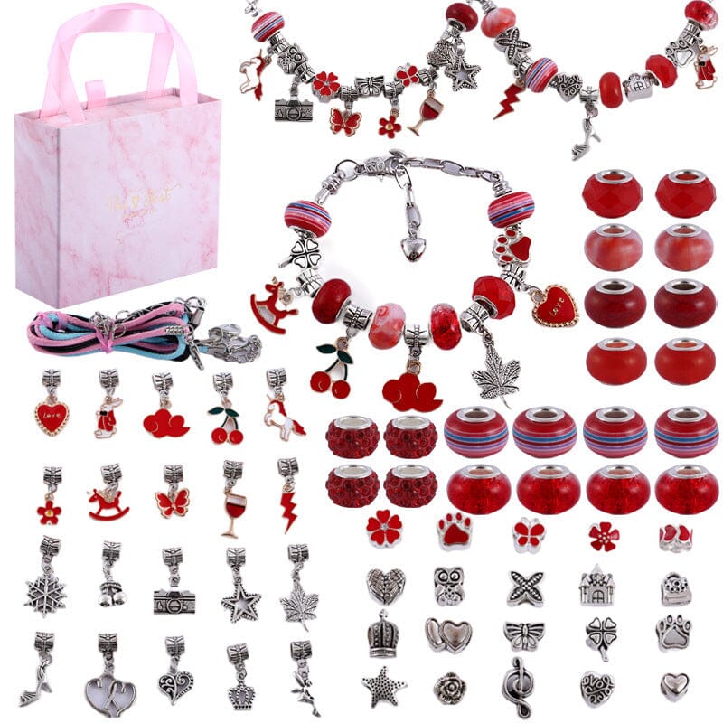 Charmella – Girls Charm Bracelet Making Kit – Red-Classic