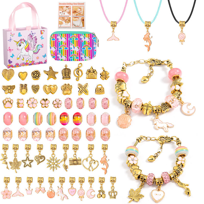 Charmella – Girls Charm Bracelet Making Kit – Pink-Gold