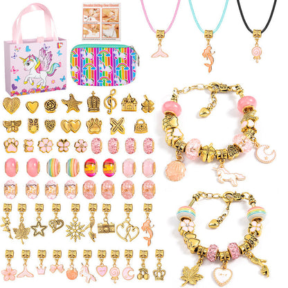 Charmella – Girls Charm Bracelet Making Kit – Pink-Gold