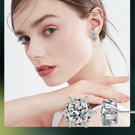 SnowLuxe - Moissanite Snowflake Earrings – Silver Snowflake Earrings