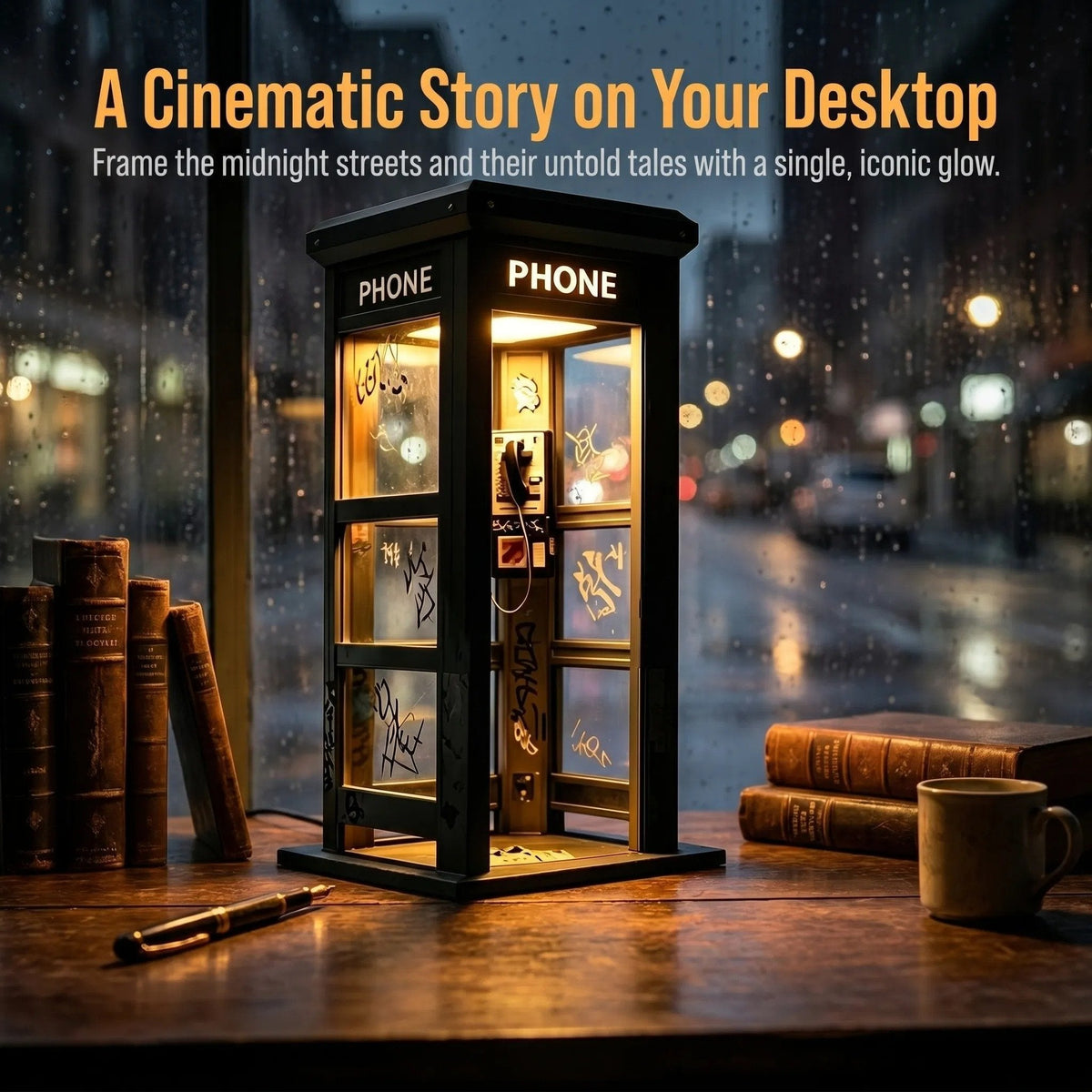 NoirBooth Glow - Vintage Phone Booth Ambient Lamp – image 4