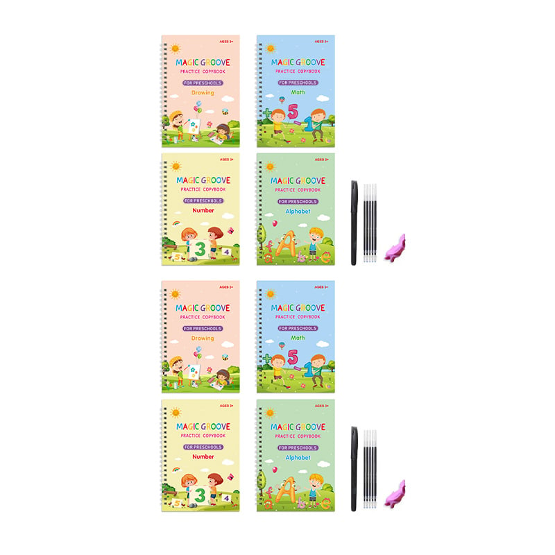 WonderWrite – Handwriting & Learning Magic Books – X 2 Sets / 4 Books + 1 Pen + 5 Refills + 1 Grip