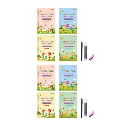WonderWrite – Handwriting & Learning Magic Books – X 2 Sets / 4 Books + 1 Pen + 5 Refills + 1 Grip