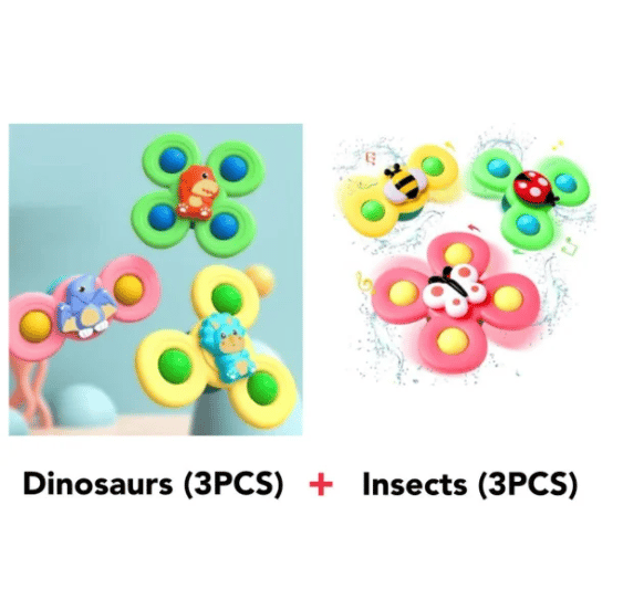 SpinBloom – Interactive Baby Spinner Set – Dinosaurs+Insects (6 PCS)