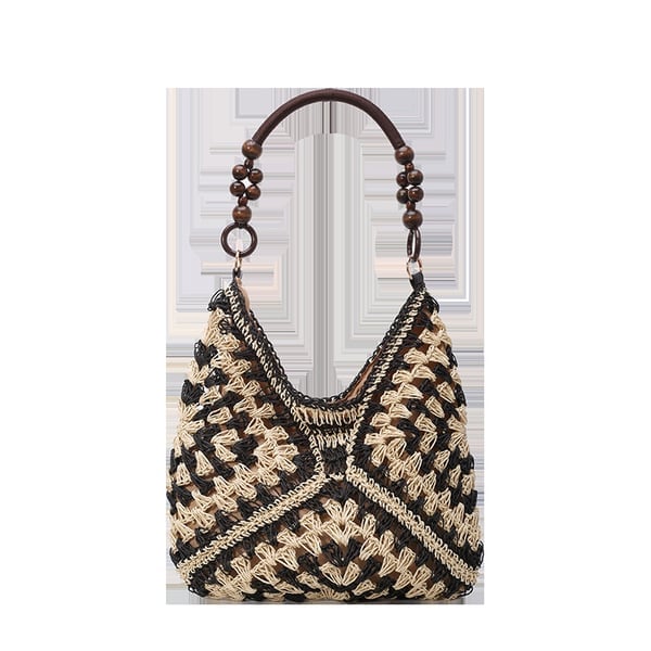 PalmAura - Straw Shoulder Bag – Black