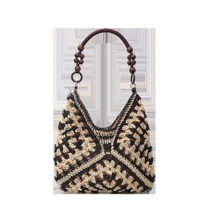 PalmAura - Straw Shoulder Bag – Black