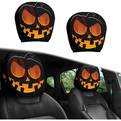 CartoonCush – Playful Headrest Cover – Spooky Pumpkin / Front Seats (2 pcs)
