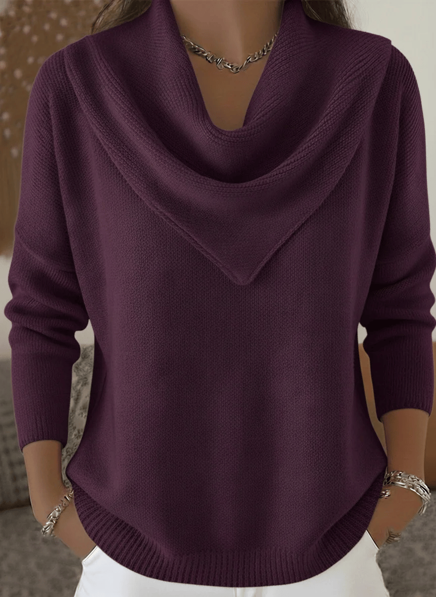AuraKnit – Triangle Neck Pullover – Purple / XS（US 2)
