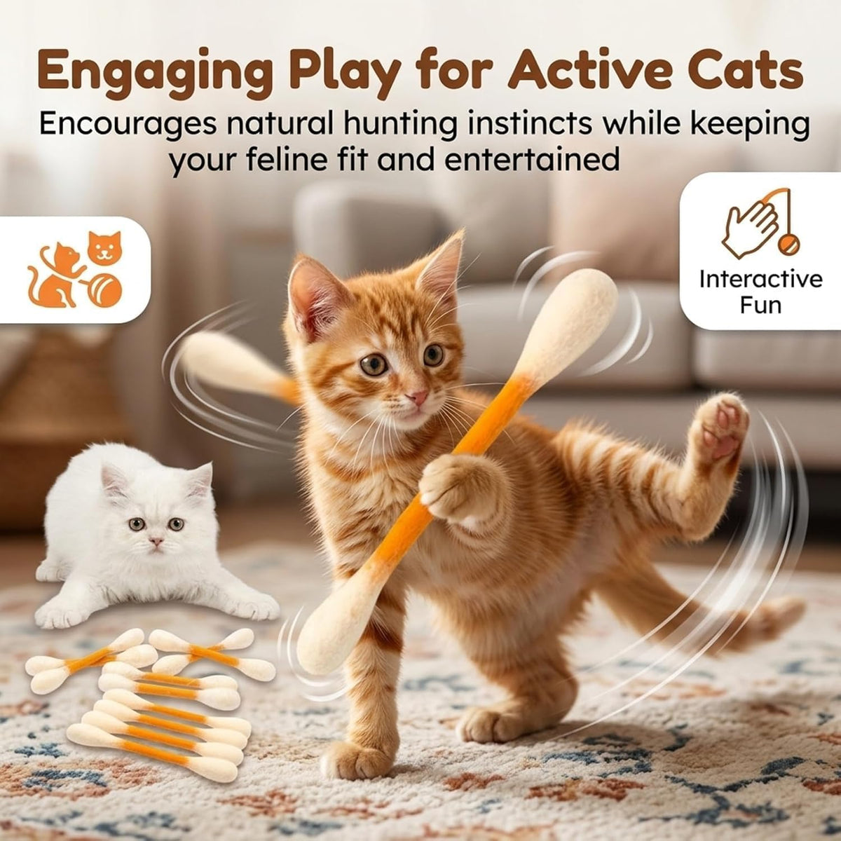 CatJoy Max – Swabs Large Size Cat Toys with Catnip – Colour Mixture