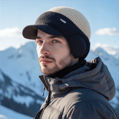 FrostGuard – Winter Knitted Earflap Hat for Men – Khaki