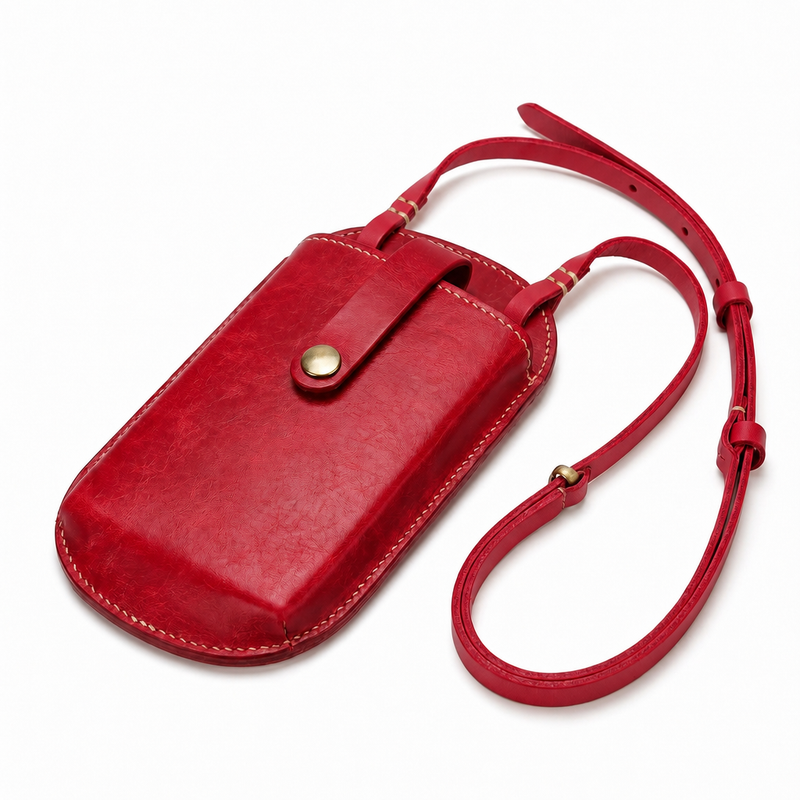 PocketLuxe – Premium Leather Crossbody Phone Bag – Red