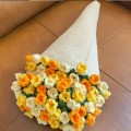 CozyBloom – Hand-Knitted Rose Blanket DIY Kit – 3-Color Lily of the Valley / 70cm (DIY kit : Yarn & tools only. Knitting needed. )