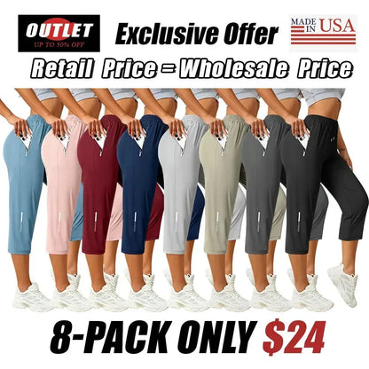 BreezeMove – Quick Dry Travel Joggers – 8-PACK ALL COLORS / XS