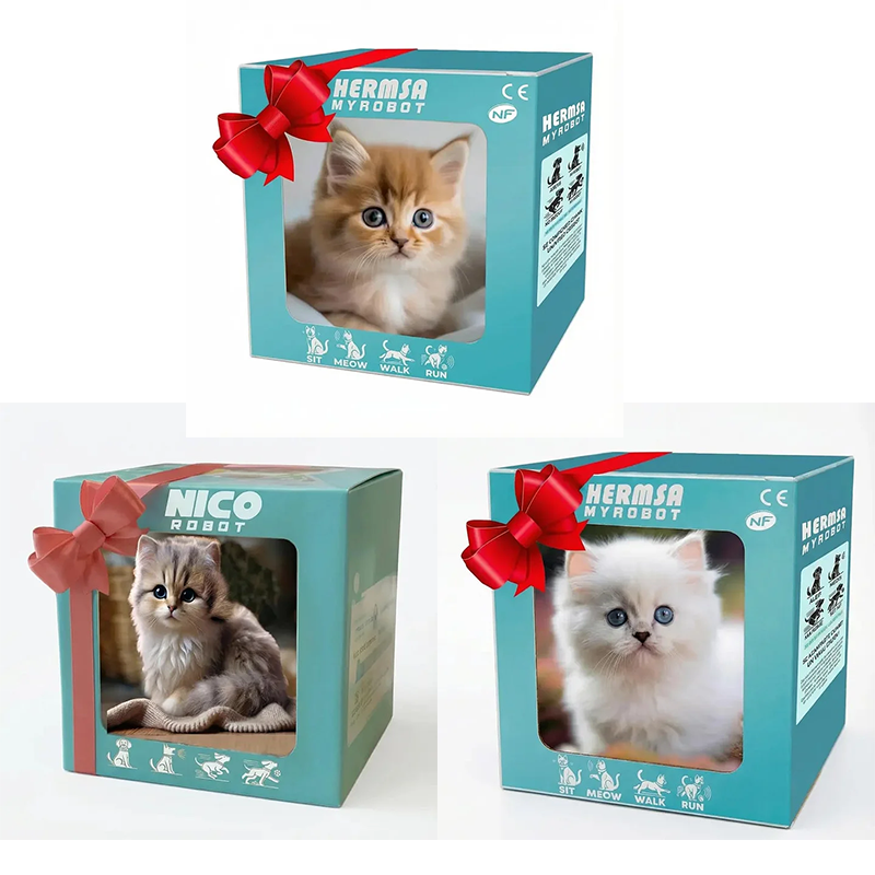 RoboPaws – Interactive Walking Robotic Cat Toy – Gray+yellow+white
