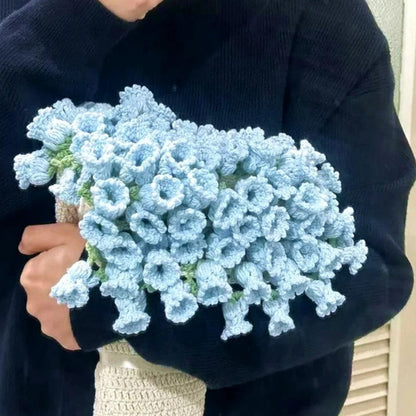 CozyBloom – Hand-Knitted Rose Blanket DIY Kit – Bluebell Orchid / 70cm (DIY kit : Yarn & tools only. Knitting needed. )