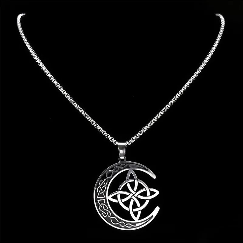 MoonKnot – Celtic Crescent Steel Pendant Necklace – image 4