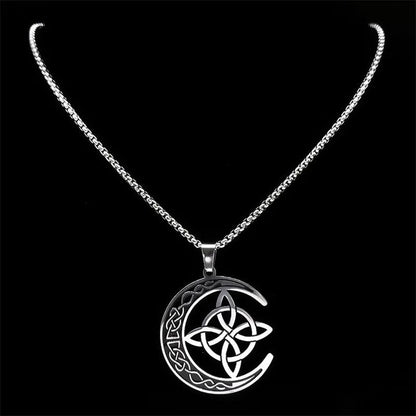 MoonKnot – Celtic Crescent Steel Pendant Necklace – image 4