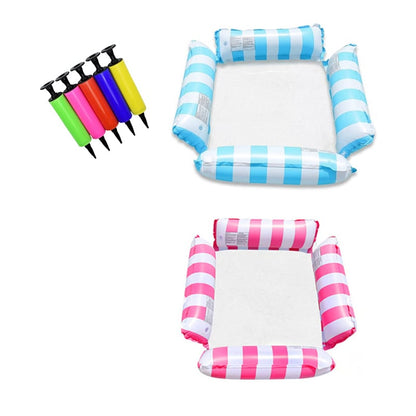 SunFloat Elite – Water Relax Hammock – straight stripes - (rose red+light blue)