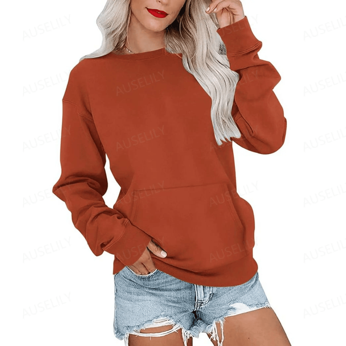 CozyCore – Women’s Crewneck Hoodless Sweatshirt – Caramel / S