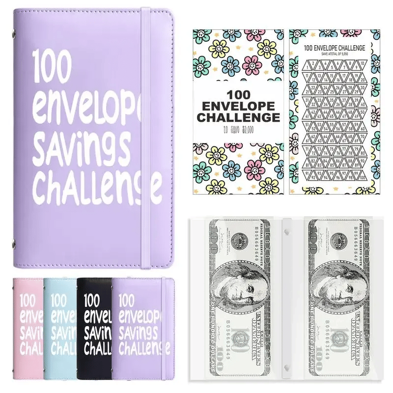 100 Envelope Savings Challenge Book – Super Fast Delivery / Purple