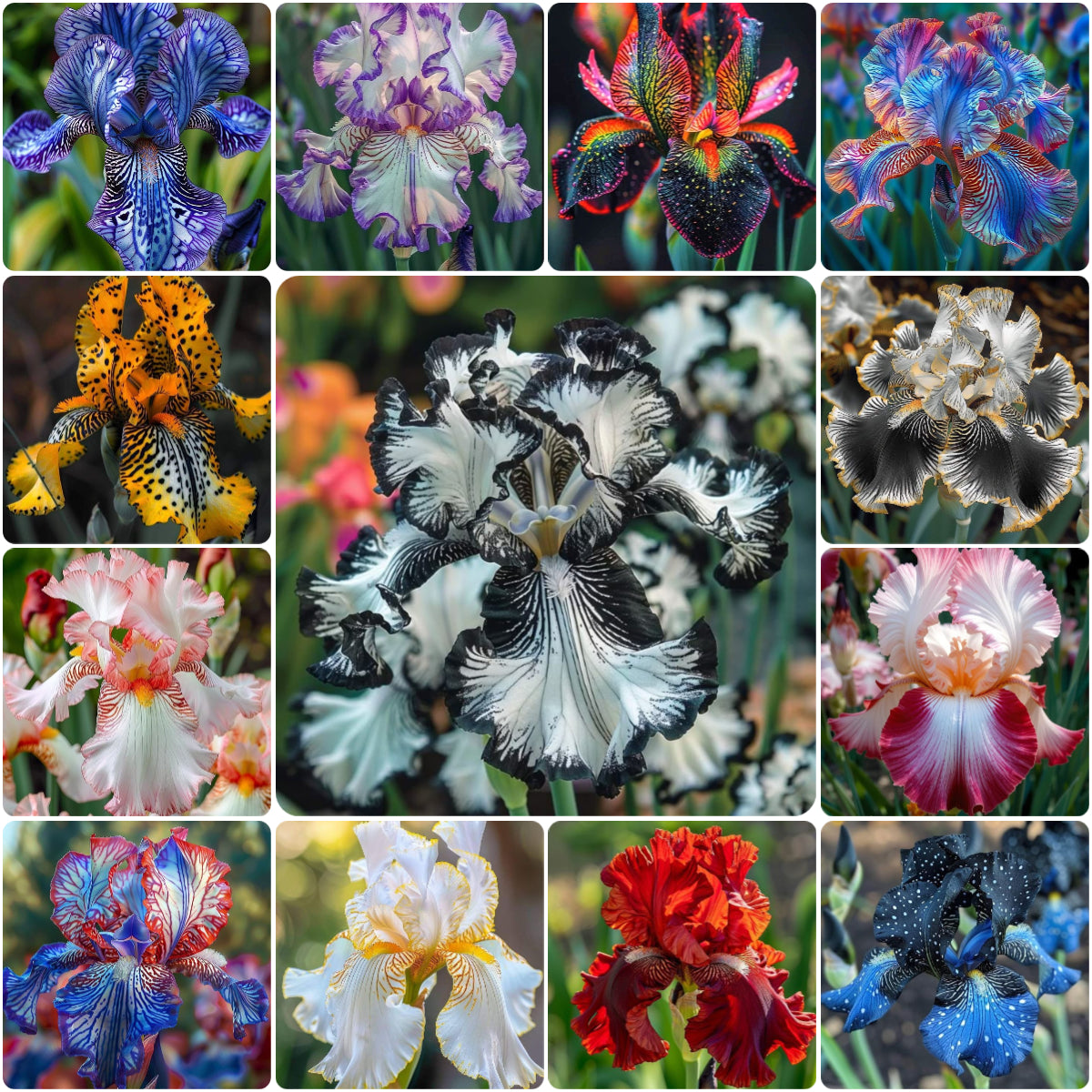 BloomAura – Exotic Tall Bearded Iris Flower – Random Mixed *6 / 2 Iris Rhizomes