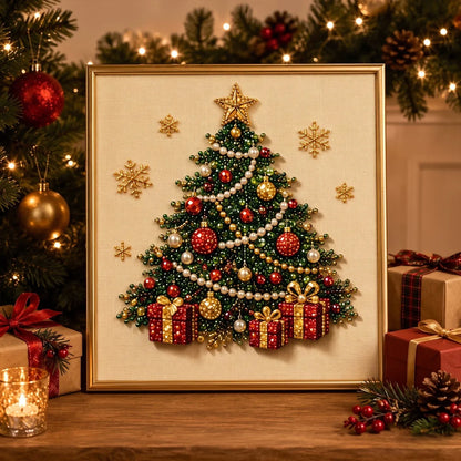 PearlCraft – Premium 3D Christmas Diamond Painting Kit – Festive Tree / 12 in × 12 in