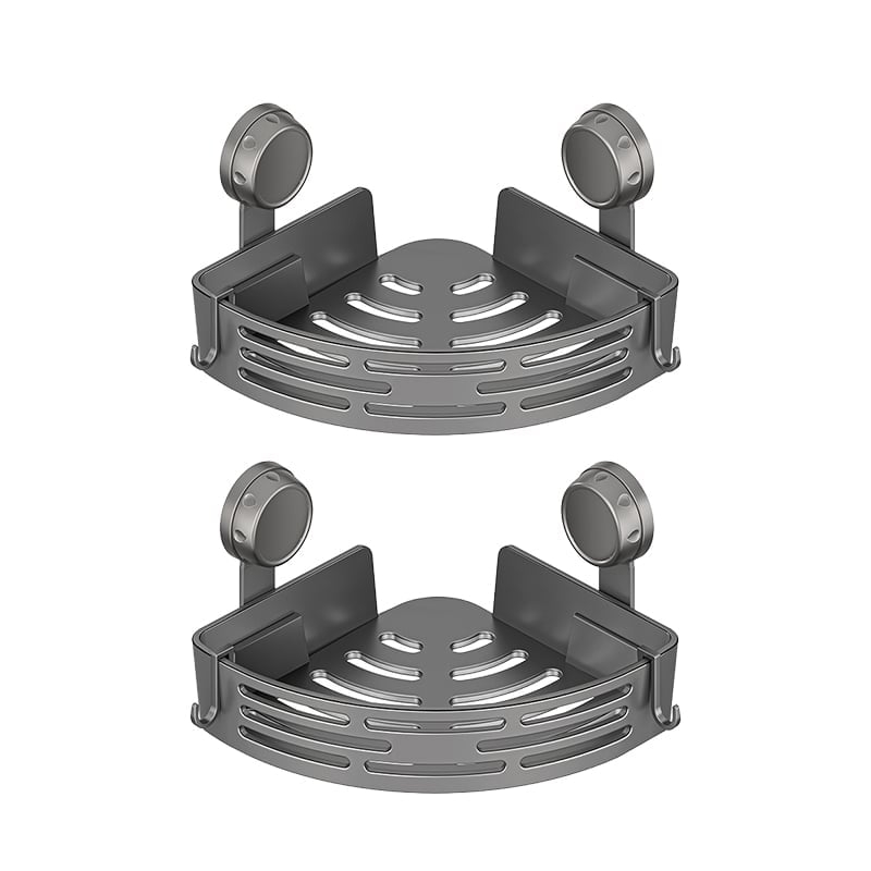 BathHaven – Triangle Suction Organizer – Gray - 2 Shelves