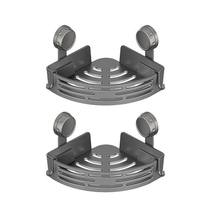 BathHaven – Triangle Suction Organizer – Gray - 2 Shelves