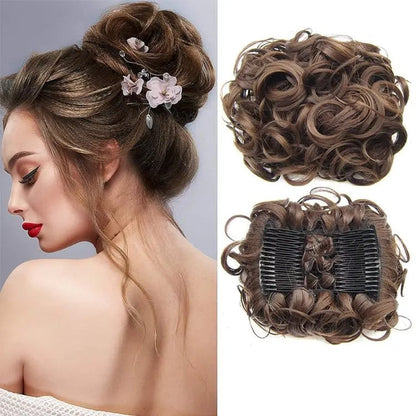 CurlNest – Messy Bun for Everyday Chic Looks – Medium Ash Brown