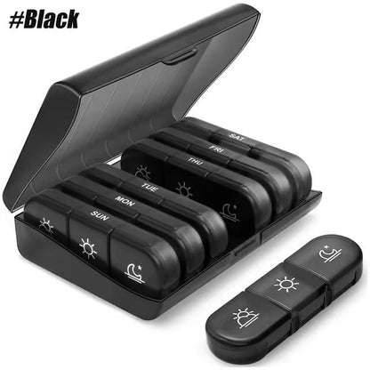 SafeSnap – 7-Day Portable Pill Organizer – ALL Black